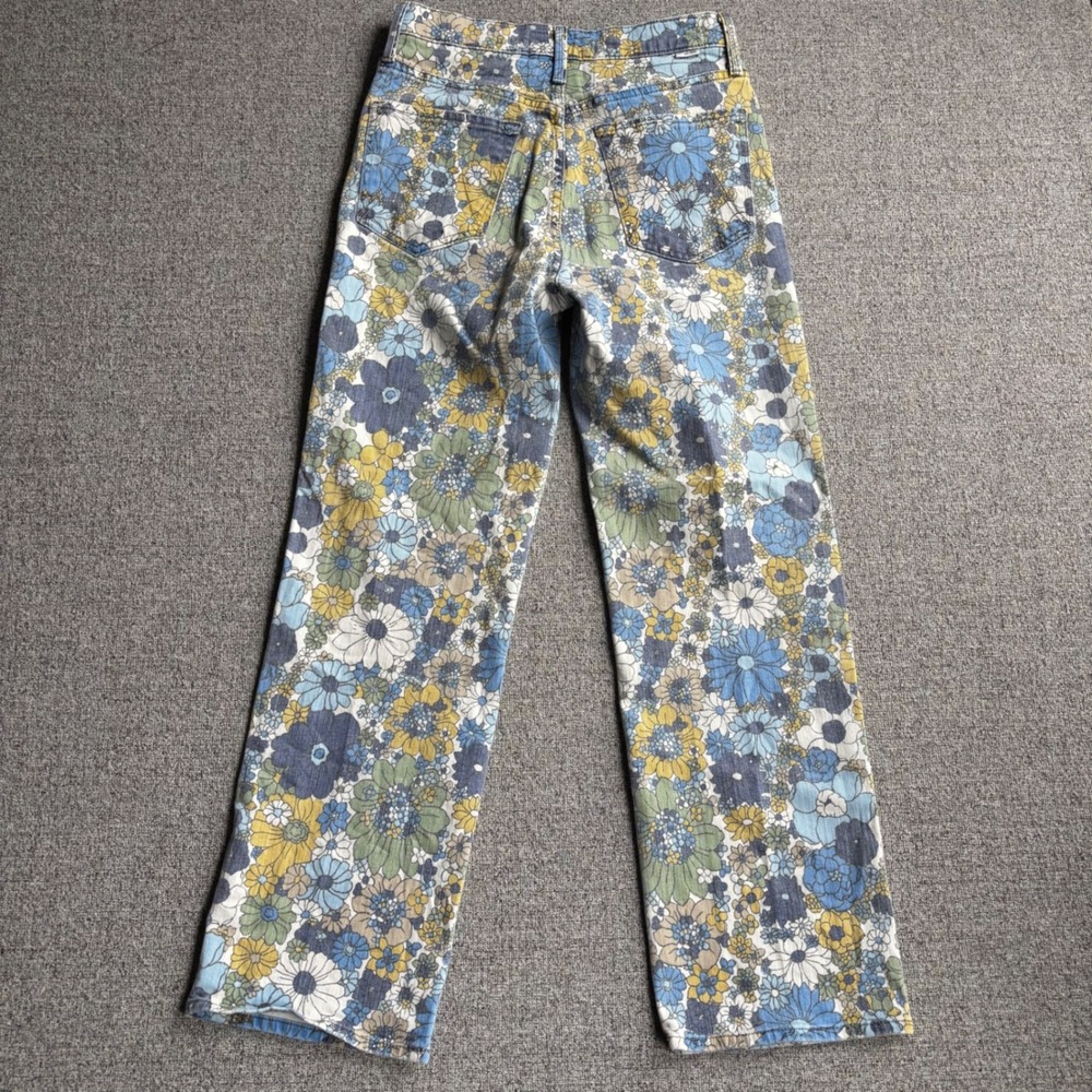 Mother Jeans Women 28 Mother Superior Blue Floral Straight Leg High Rise Denim - Picture 7 of 9